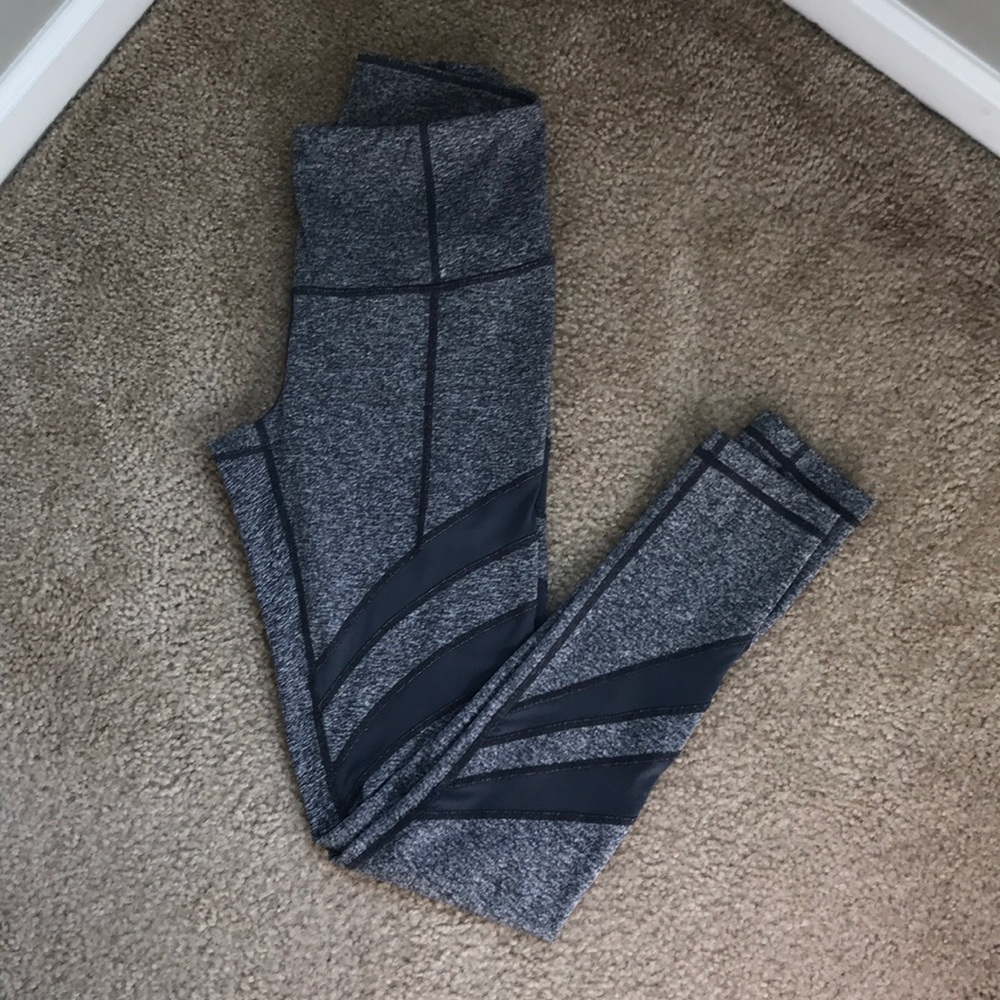 Zella Gray High Waisted Sheer Panel Leggings Small